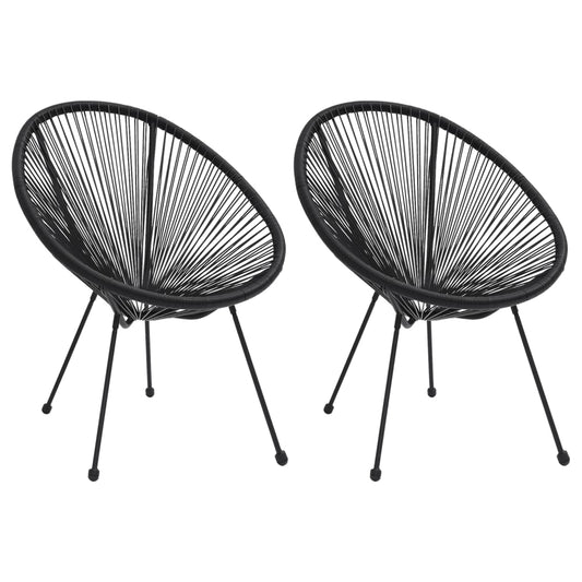Patio Moon Chairs 2 pcs Rattan Black