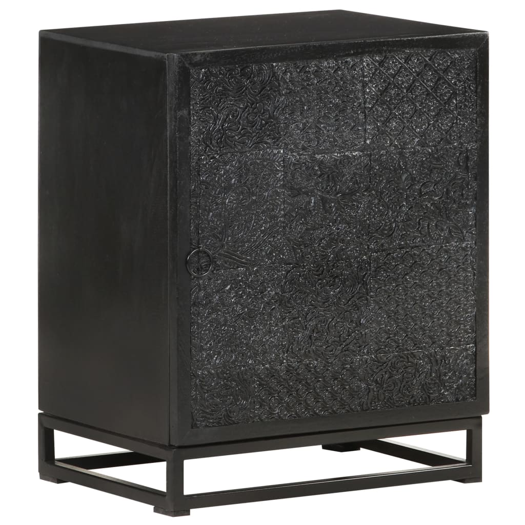 Bedside Cabinet Black 15.7"x11.8"x19.7" Solid Acacia and Mango Wood
