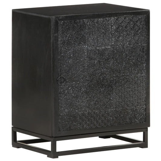 Bedside Cabinet Black 15.7"x11.8"x19.7" Solid Acacia and Mango Wood