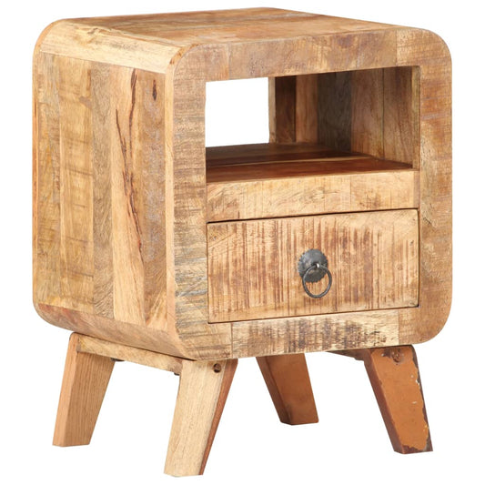 Bedside Cabinet 11.8"x11.8"x16.1" Rough Mango Wood