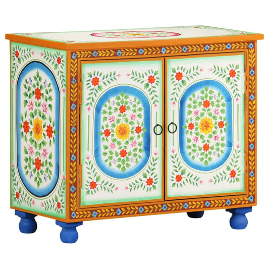 Hand Painted Sideboard 27.6"x13.8"x23.6" Solid Mango Wood