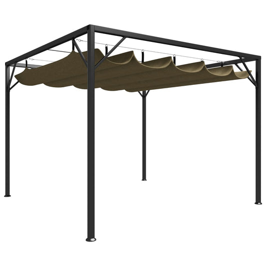 Garden Gazebo with Retractable Roof 9.8'x9.8' Taupe 0.6 oz/ft²