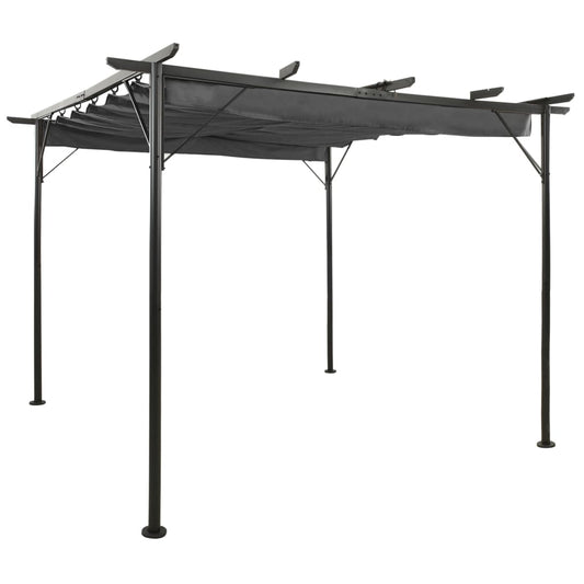 Pergola with Retractable Roof Anthracite 9.8'x9.8' Steel 0.6 oz/ft²