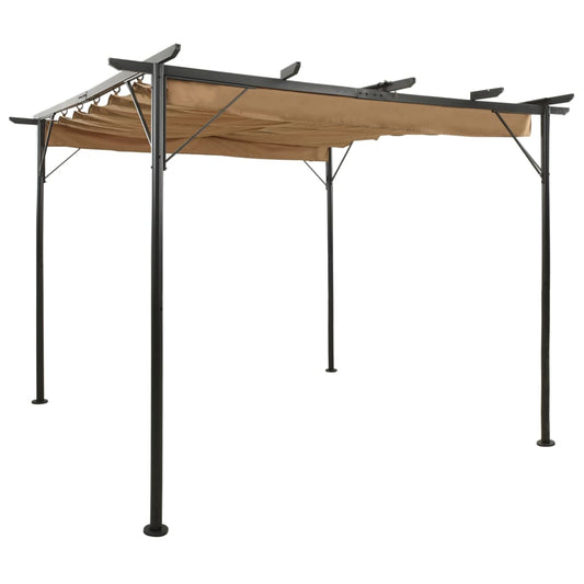 Pergola with Retractable Roof Taupe 9.8'x9.8' Steel 0.6 oz/ft²
