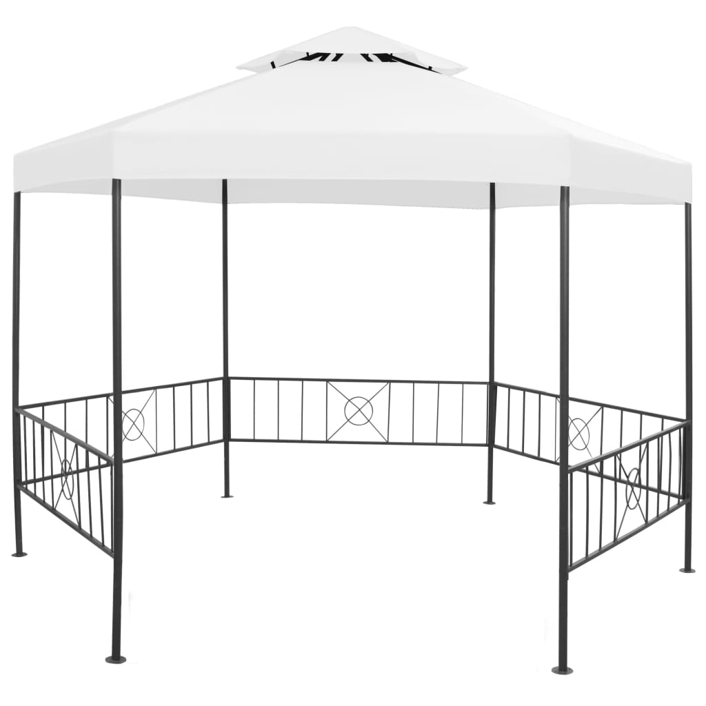 Garden Gazebo 127.2"x108.3"x104.3" White 0.6 oz/ft²