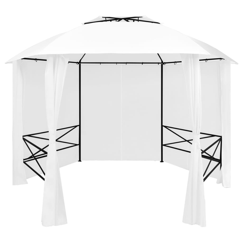 Garden Marquee with Curtains 141.7"x122.8"x104.3" White 0.6 oz/ft²