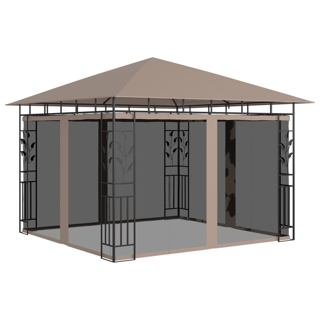 Gazebo with Mosquito Net 9.8'x9.8'x9' Taupe 0.6 oz/ft²