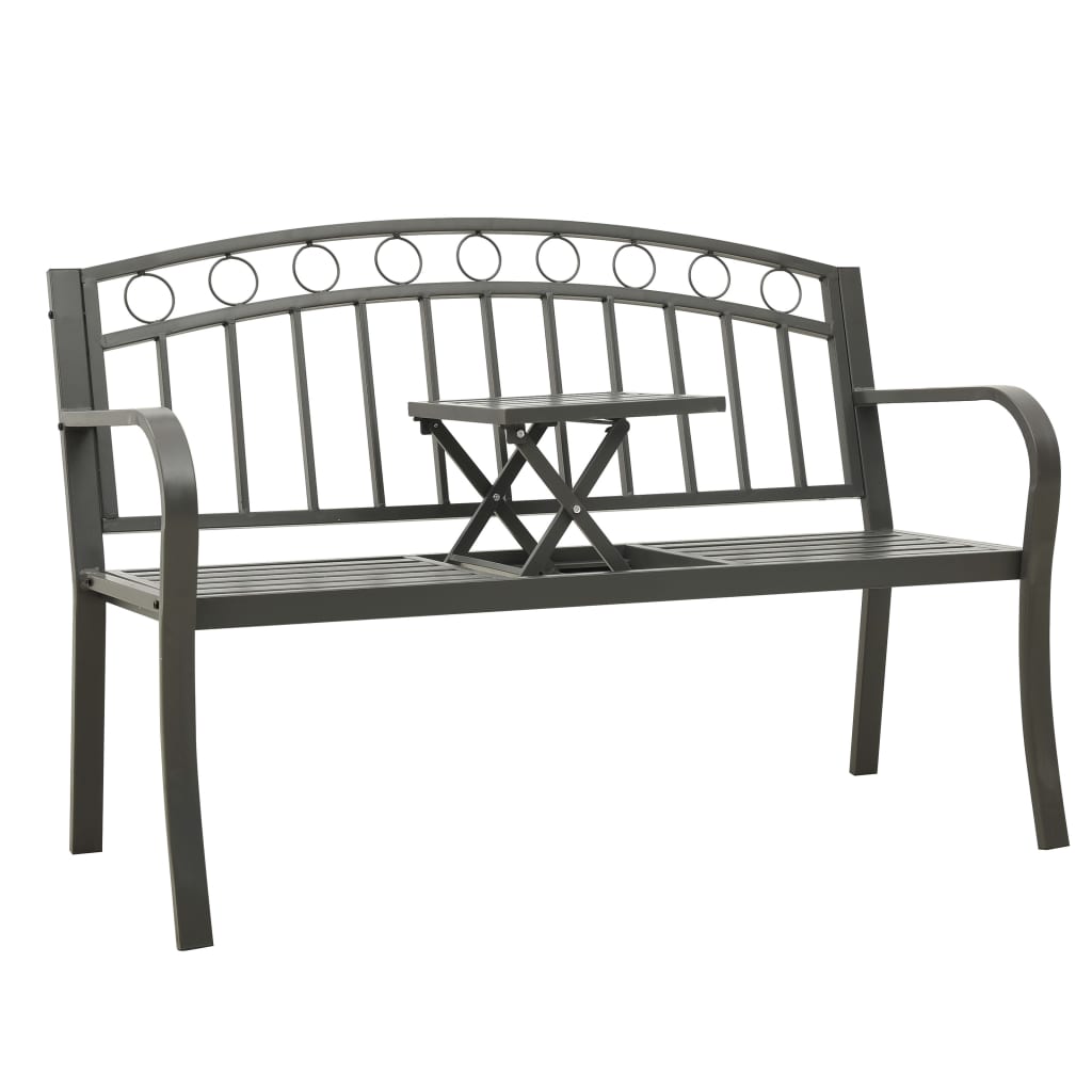 Patio Bench with a Table 49.2" Steel Gray