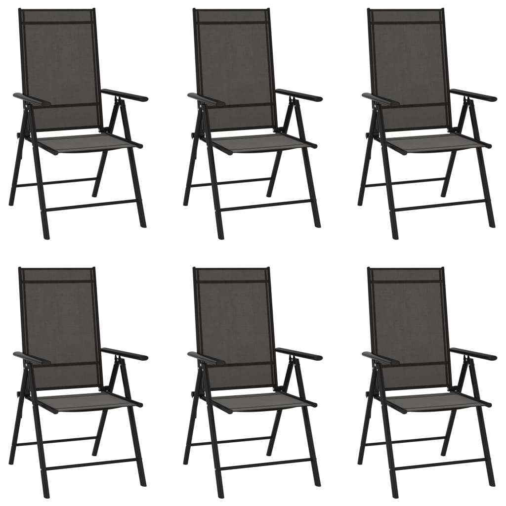 Folding Patio Chairs 6 pcs Textilene Black