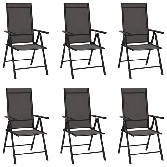 Folding Patio Chairs 6 pcs Textilene Black