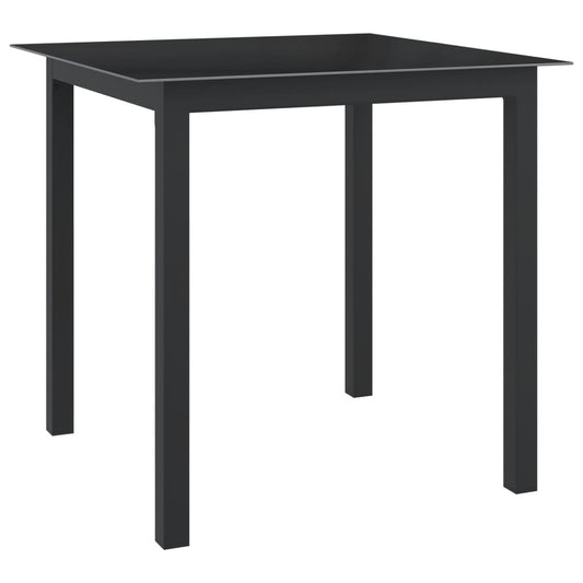 Patio Table Black 31.5"x31.5"x29.1" Aluminum and Glass