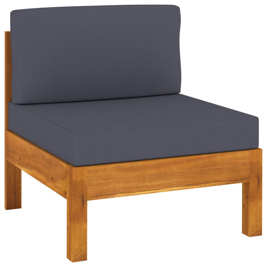 Middle Sofa with Dark Gray Cushions Solid Acacia Wood