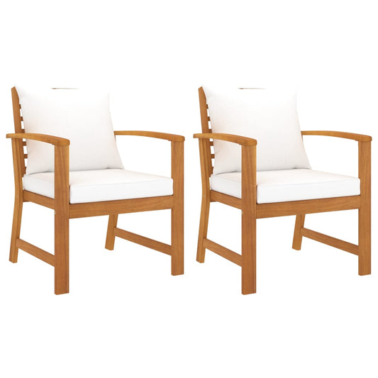Patio Chairs 2 pcs with Cream Cushion Solid Acacia Wood