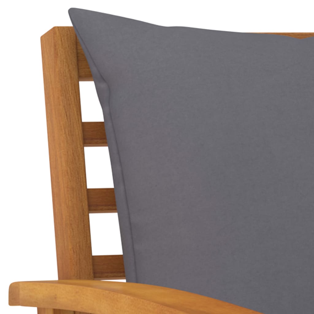 Patio Chairs 2 pcs with Dark Gray Cushion Solid Acacia Wood