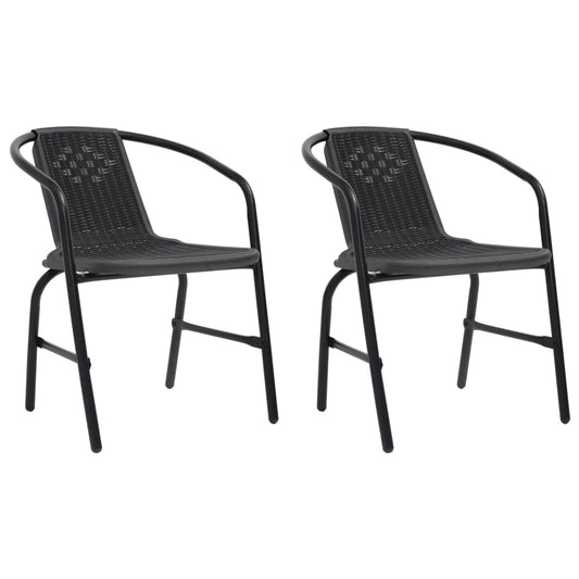 Patio Chairs 2 pcs Plastic Rattan and Steel 242.5 lb