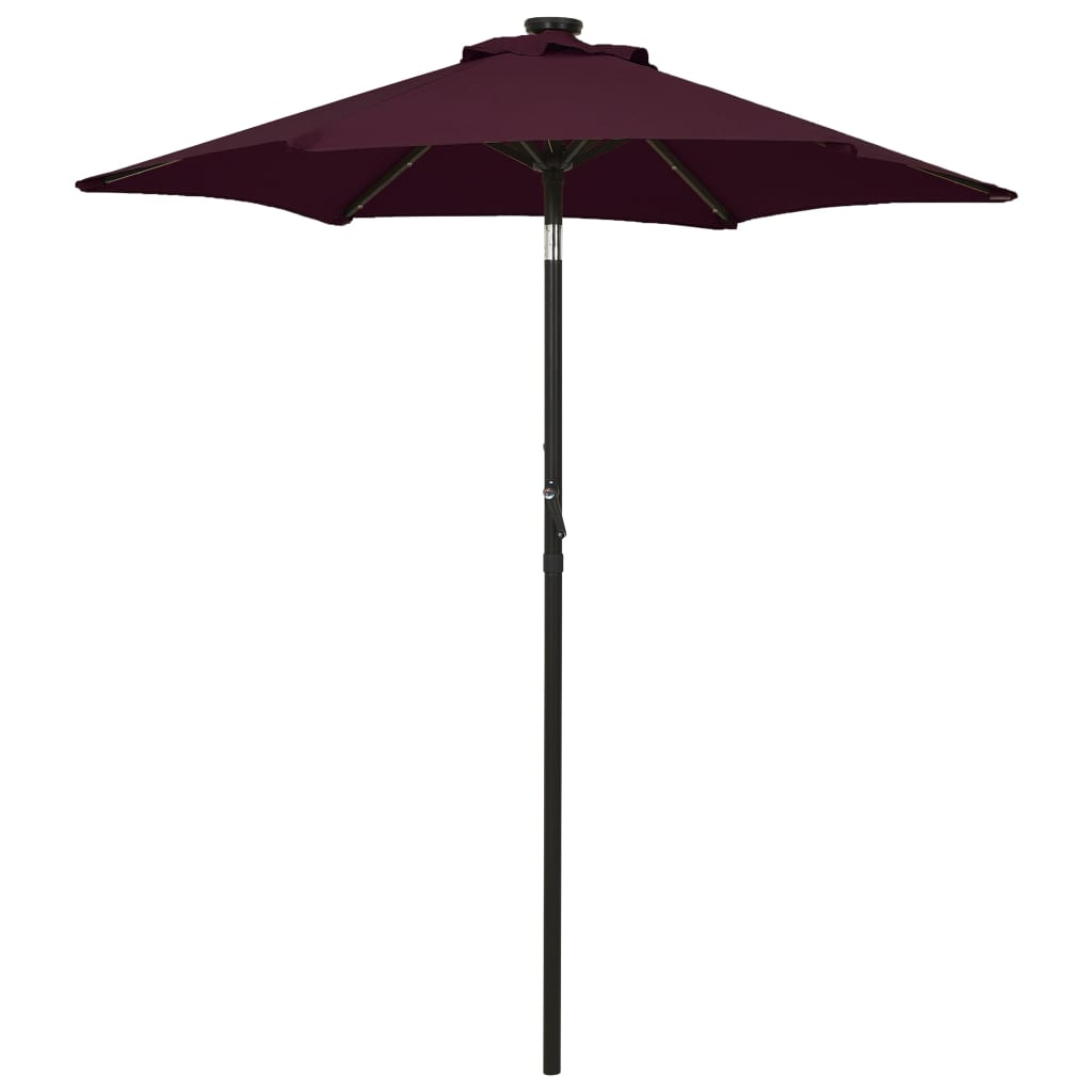 Parasol with LED Lights Bordeaux Red 78.7"x83.1" Aluminum