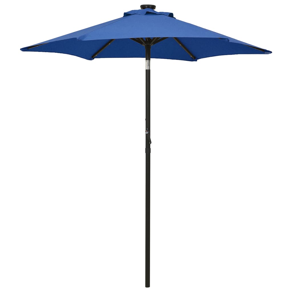 Parasol with LED Lights Azure Blue 78.7"x83.1" Aluminum