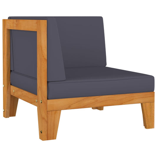 Sectional Corner Sofa and Dark Gray Cushions Solid Acacia Wood
