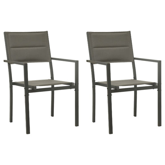 Patio Chairs 2 pcs Textilene and Steel Gray and Anthracite