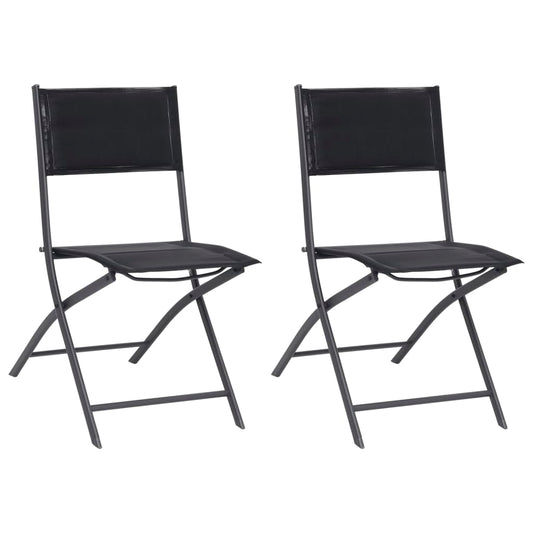 Folding Patio Chairs 2 pcs Steel and Textilene