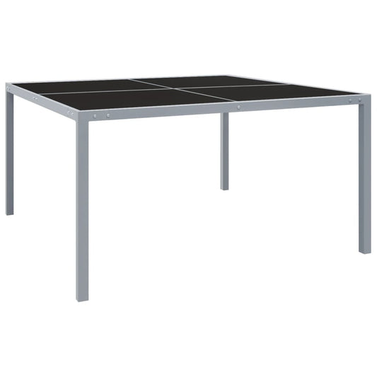 Patio Table 51.2"x51.2"x28.3" Gray Steel and Glass