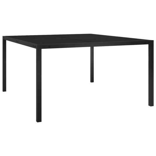 Patio Table 51.2"x51.2"x28.3" Black Steel and Glass