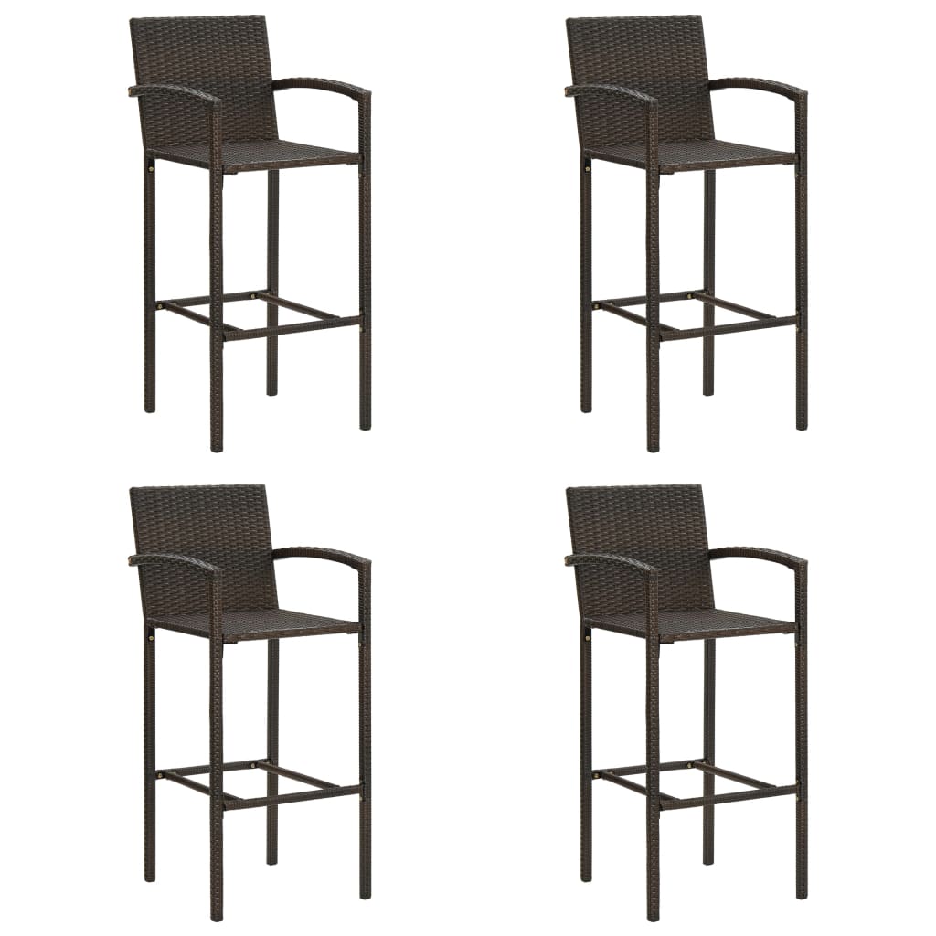 Bar Stools 4 pcs Brown Poly Rattan