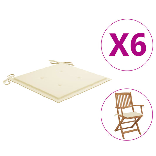 Garden Chair Cushions 6 pcs Cream 15.7"x15.7"x1.2" Fabric