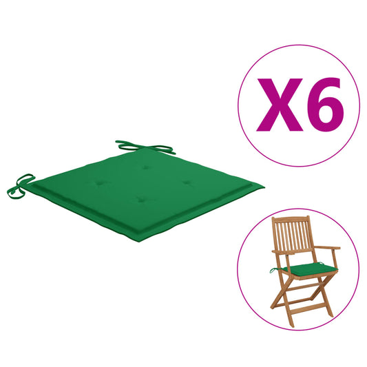 Garden Chair Cushions 6 pcs Green 15.7"x15.7"x1.2" Fabric
