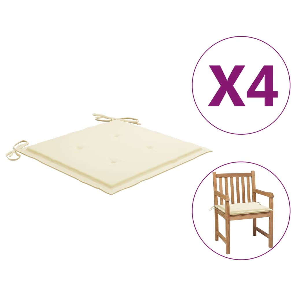 Garden Chair Cushions 4 pcs Cream 19.7"x19.7"x1.2" Fabric