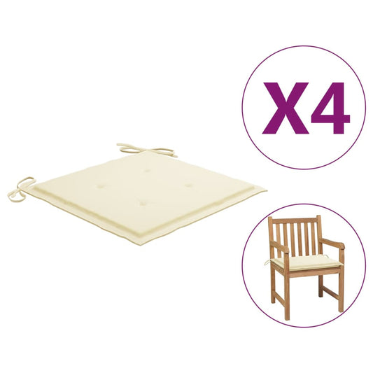 Garden Chair Cushions 4 pcs Cream 19.7"x19.7"x1.2" Fabric