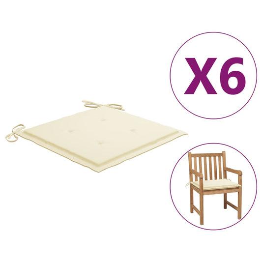Garden Chair Cushions 6 pcs Cream 19.7"x19.7"x1.2" Fabric