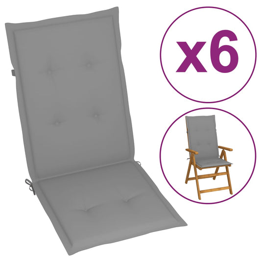 Garden Chair Cushions 6 pcs Gray 47.2"x19.7"x1.2"