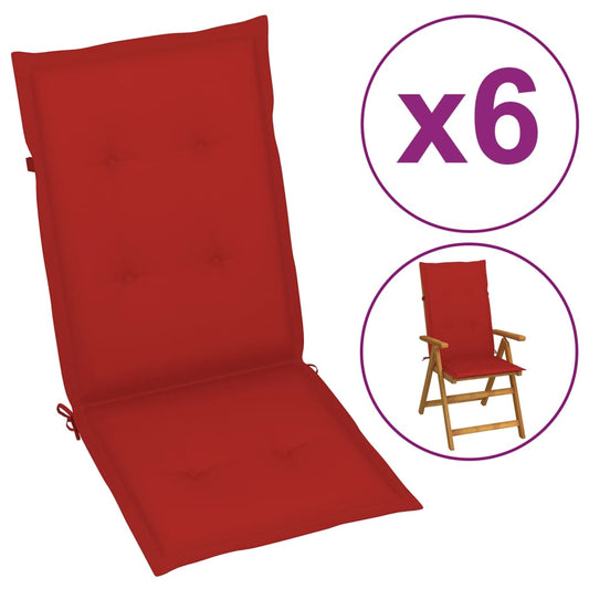 Garden Chair Cushions 6 pcs Red 47.2"x19.7"x1.2"