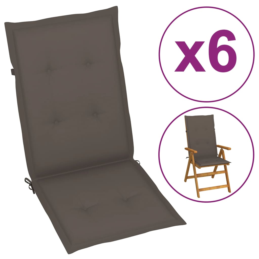 Garden Chair Cushions 6 pcs Taupe 47.2"x19.7"x1.2"