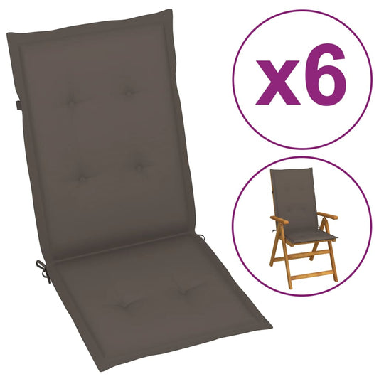 Garden Chair Cushions 6 pcs Taupe 47.2"x19.7"x1.2"