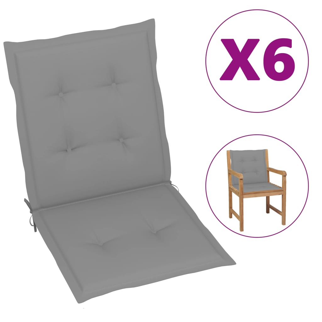 Garden Chair Cushions 6 pcs Gray 39.4"x19.7"x1.2"