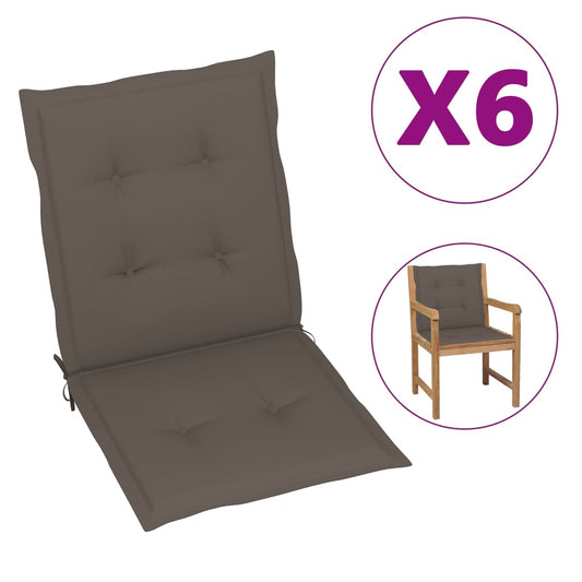 Garden Chair Cushions 6 pcs Taupe 39.4"x19.7"x1.2"