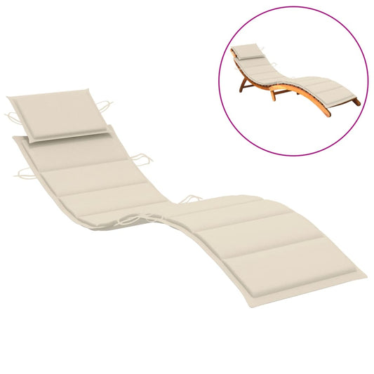 Sun Lounger Cushion Cream 73.2"x22.8"x1.2"
