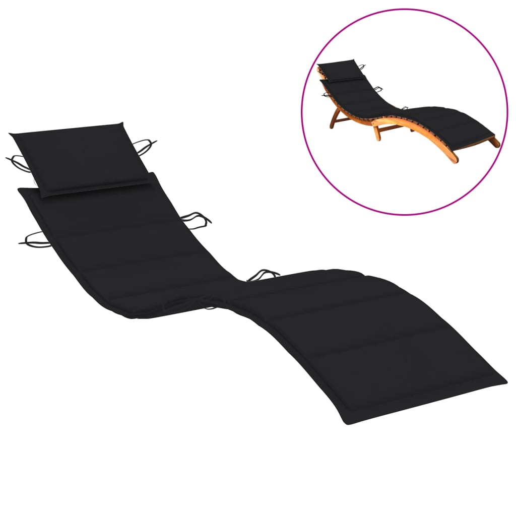 Sun Lounger Cushion Black 73.2"x22.8"x1.2"