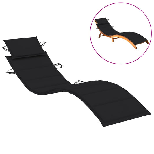 Sun Lounger Cushion Black 73.2"x22.8"x1.2"