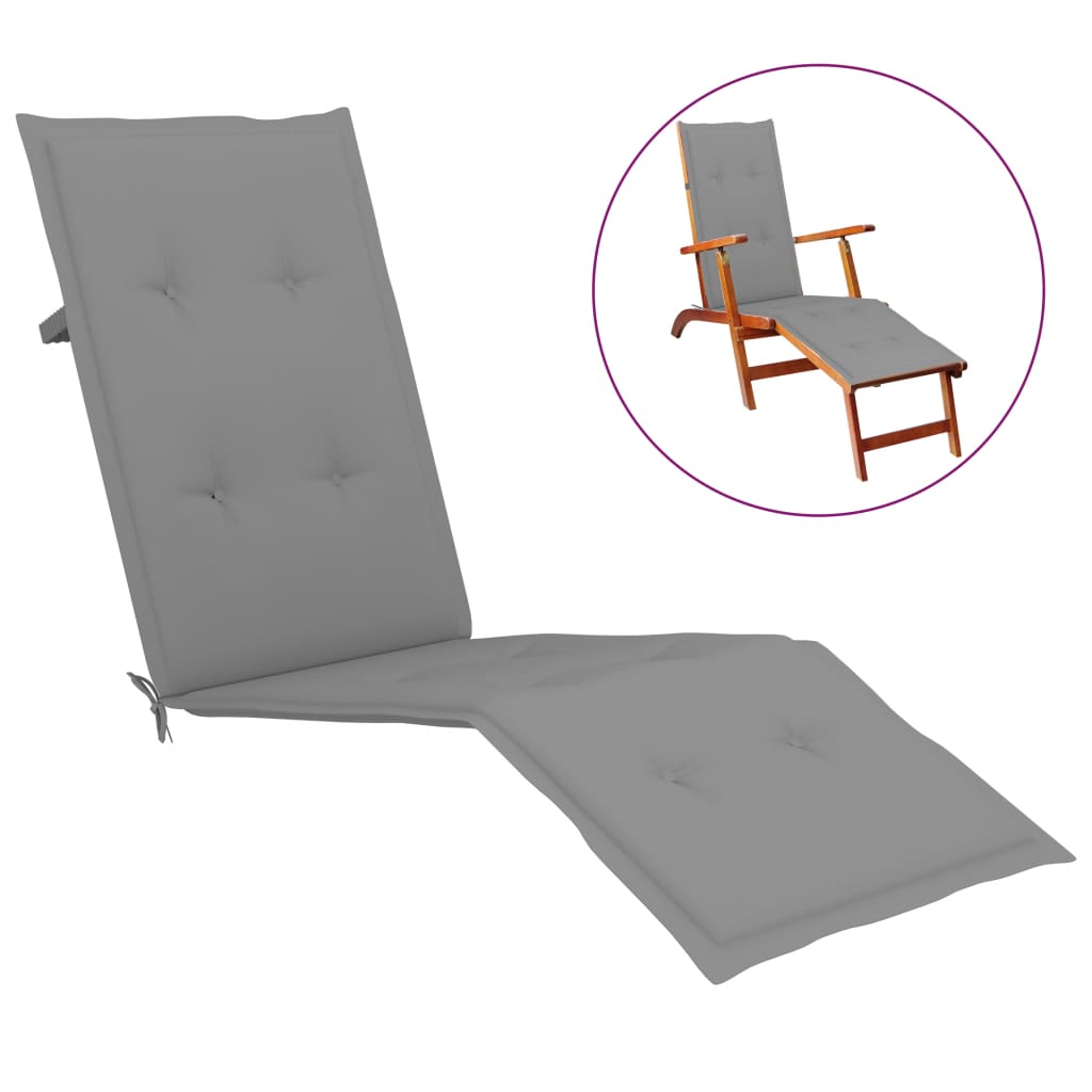 Deck Chair Cushion Gray (29.5"+41.3")x19.7"x1.2"