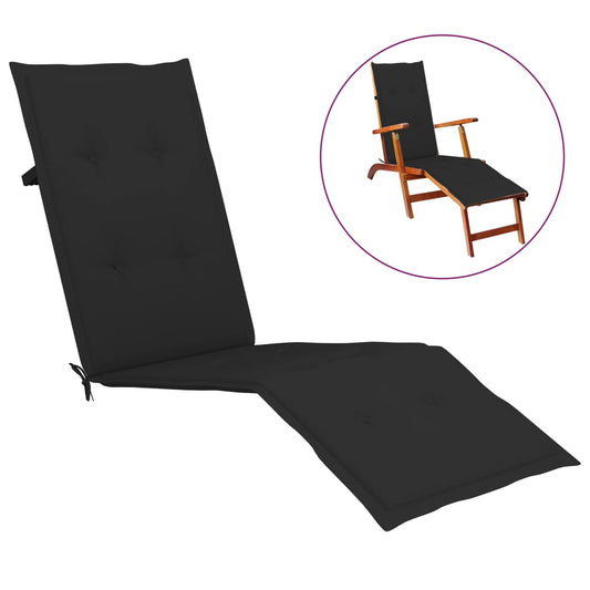 Deck Chair Cushion Black (29.5"+41.3")x19.7"x1.2"