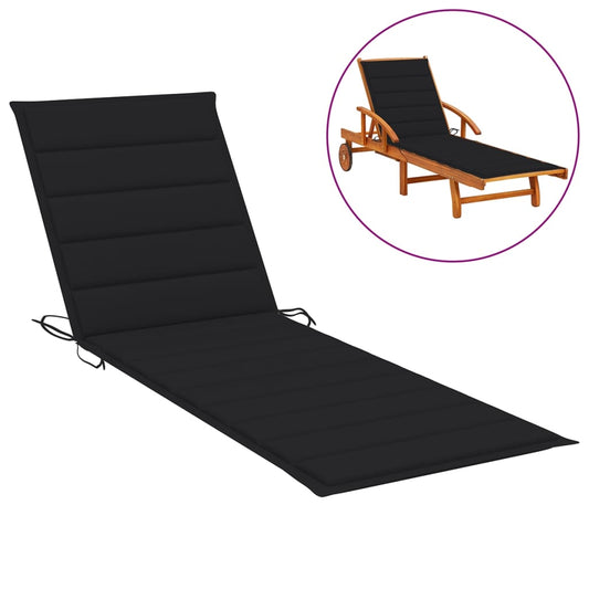 Sun Lounger Cushion Black 78.7"x19.7"x1.2" Fabric