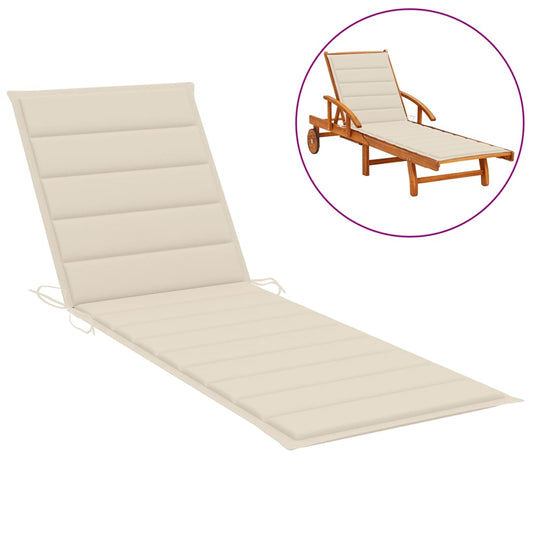 Sun Lounger Cushion Cream 78.7"x27.6"x1.2" Fabric