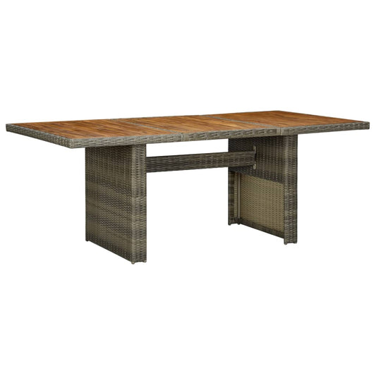 Patio Table Brown Poly Rattan and Solid Acacia Wood