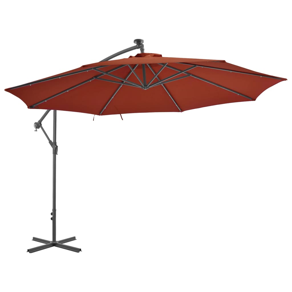 Cantilever Umbrella with LED Lights Terracotta 137.8"