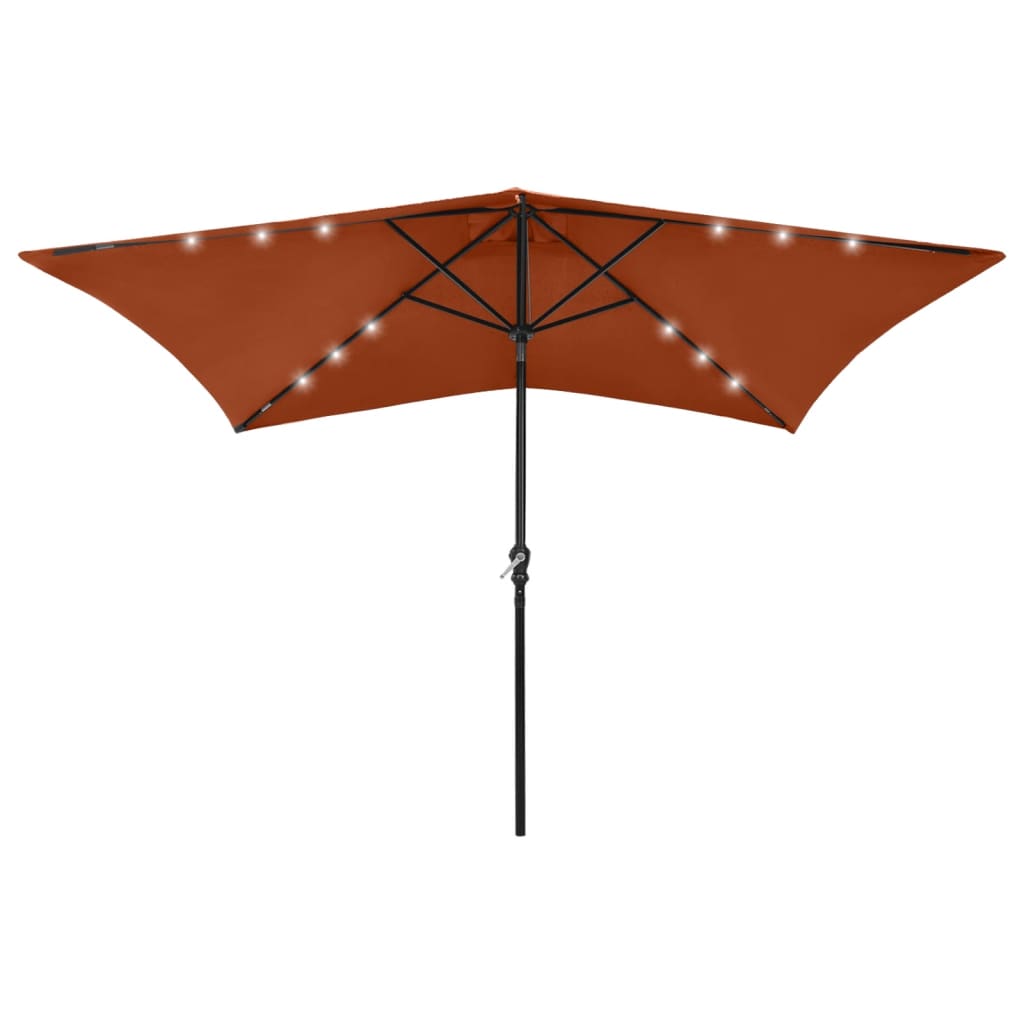 Parasol with LEDs and Steel Pole Terracotta 6.6'x9.8'