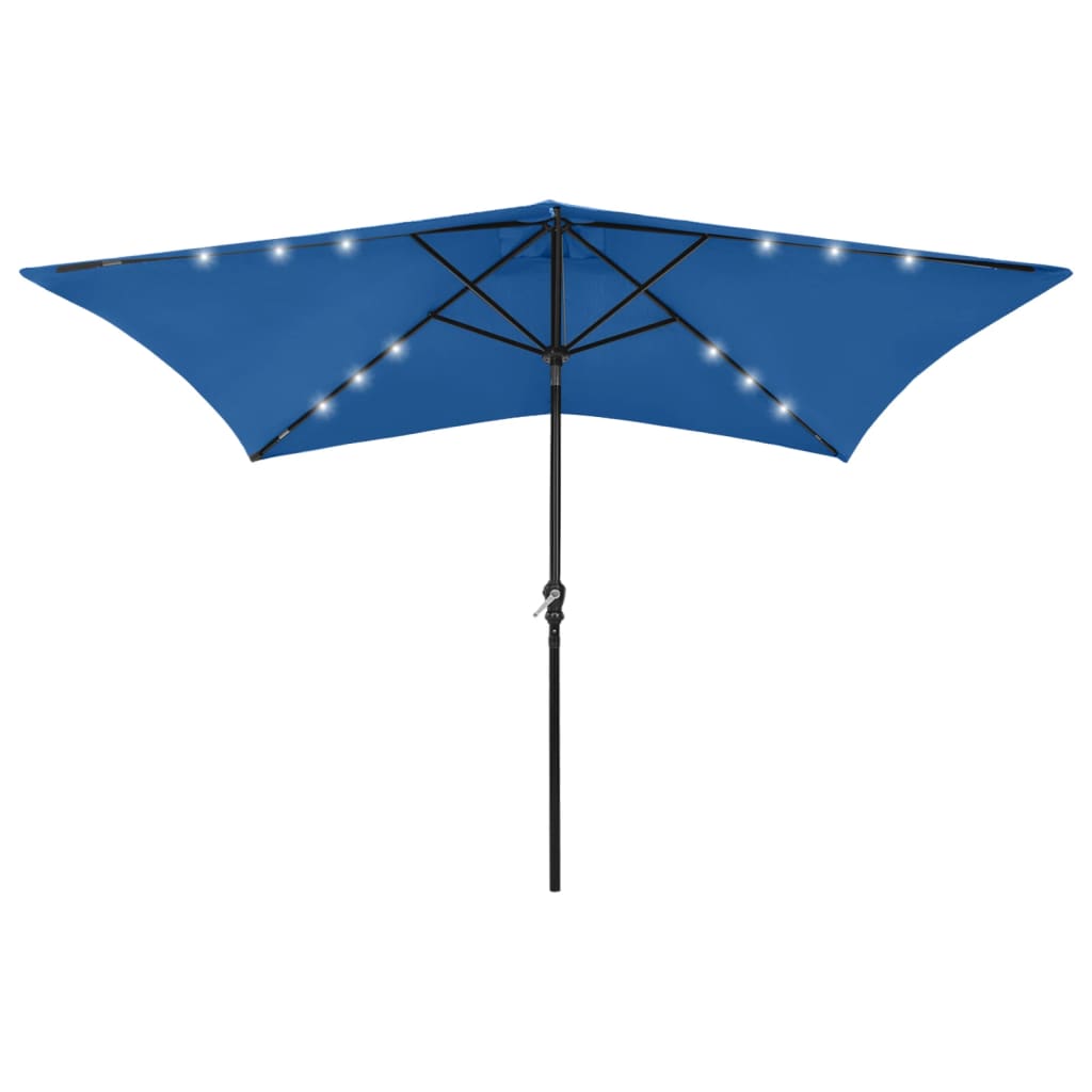 Parasol with LEDs and Steel Pole Azure Blue 6.6'x9.8'