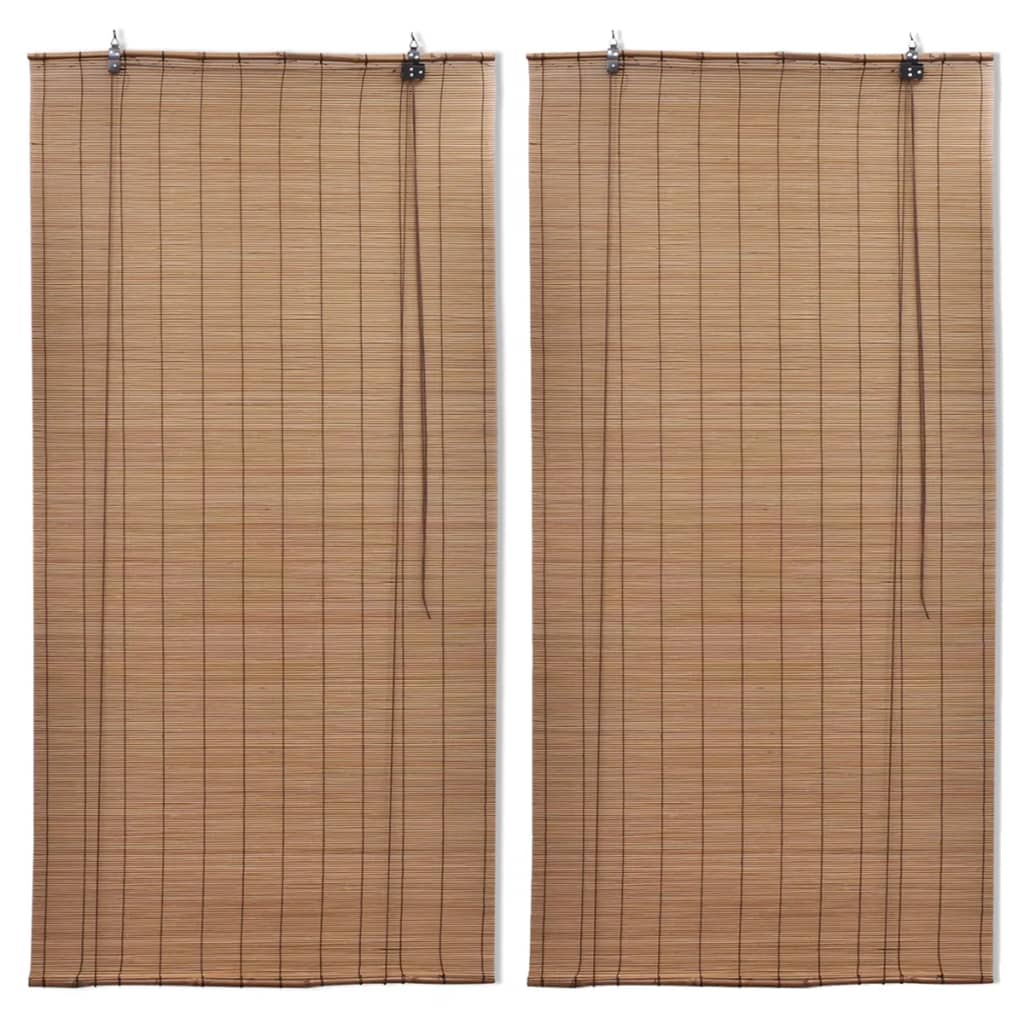 Bamboo Roller Blinds 2 pcs 31.5" x 63" Brown
